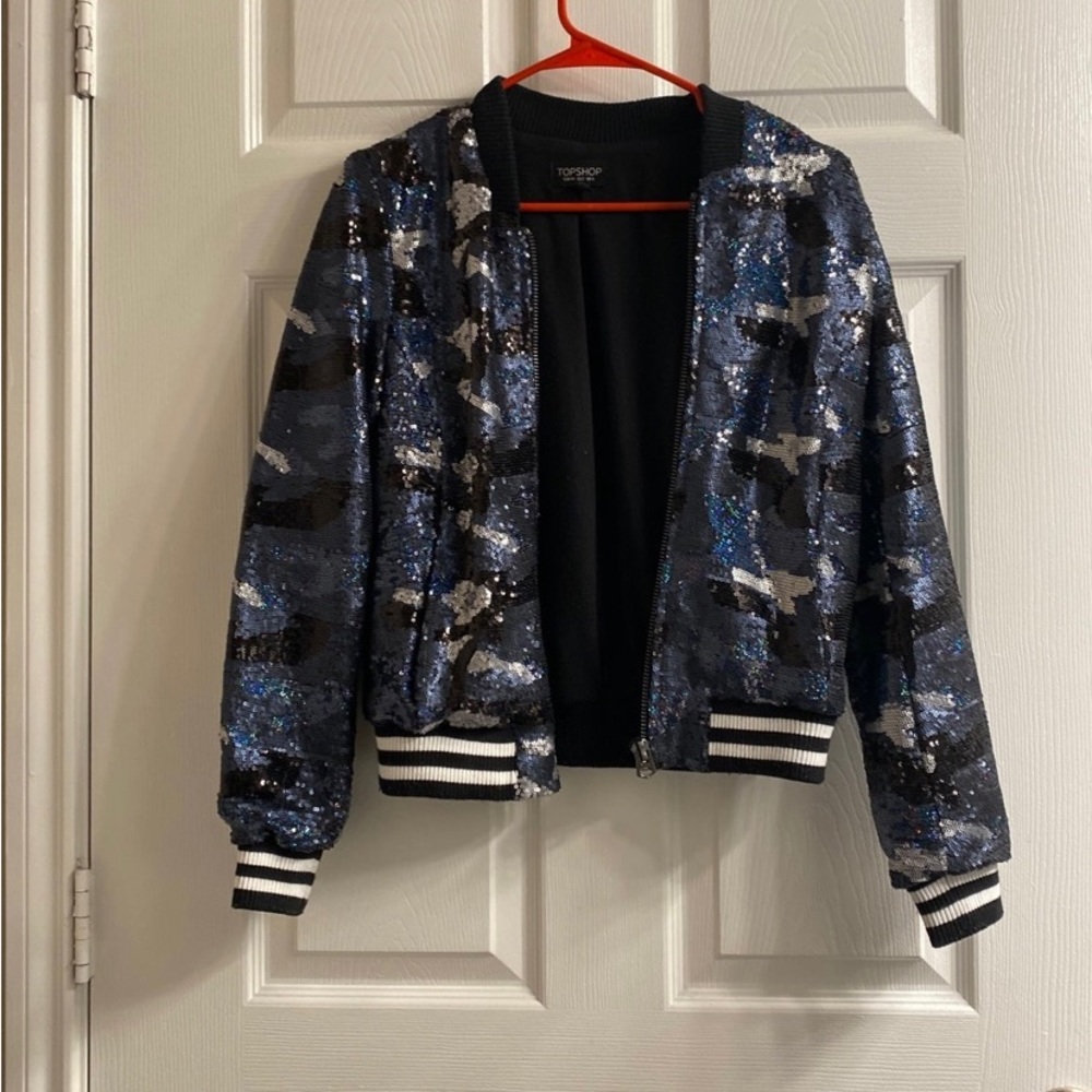 Sequin Camo Bomber Jacket